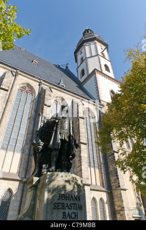 Johann Sebastian Bach à l'église Saint-Thomas, monument de la musique de Leipzig Leipzig, sentier, Saxe, Allemagne, Europe Banque D'Images