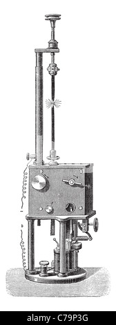 Foucault & Dubosc régulateur électromagnétique, vintage engraved illustration. Encyclopédie Trousset (1886 - 1891). Banque D'Images