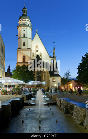 Thomaskirche, église Saint-Thomas, dans la soirée, Leipzig, Saxe, Allemagne, Europe Banque D'Images