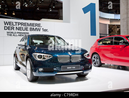 Nouvelle BMW 118i sur l'IAA 2011 International Motor Show de Francfort am Main, Allemagne Banque D'Images