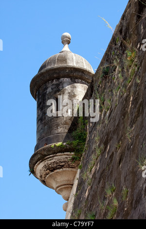 Un fort El Morro watch tower situé dans le Vieux San Juan Puerto Rico. Banque D'Images