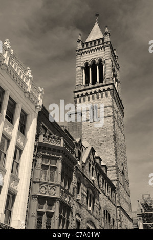 Old South Boston noir et blanc gros plan de l'Église Banque D'Images