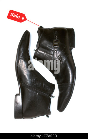 Bottes en cuir en isolé sur un fond blanc bottes moderne isolé sur fond blanc Banque D'Images