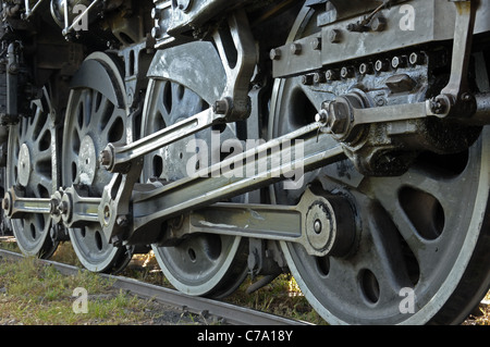 Les roues de la locomotive à vapeur 6060 moteur. Banque D'Images