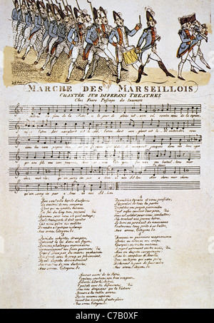 La Marseillaise. Hymne national de la France par Rouget de Lisle. 1792. Musée Carnavalet. Paris. La France. Banque D'Images