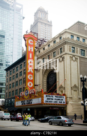 Aretha Franklin à jouer au théâtre de Chicago, Chicago, Illinois, États-Unis Banque D'Images