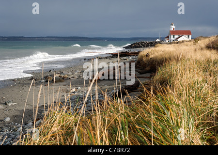 Point Wilson Lighthouse, Fort Warden State Park, Washington, USA Banque D'Images