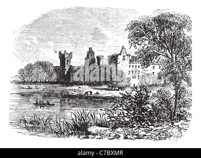 Ruines du Palais de Linlithgow, West Lothian, Scotland, vintage engraved illustration. Encyclopédie Trousset (1886 - 1891). Banque D'Images