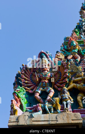 Détails de l'extérieur de Meenakshi Amman Temple de Madurai, Tamil Nadu, Inde. Banque D'Images