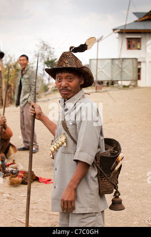 L'Inde, Nagaland, Longwa, l'Angh, chef de villages Naga Konyak Banque D'Images