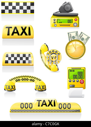 Les icônes sont des symboles de l'illustration de taxi Banque D'Images