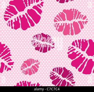 Rouge à lèvres transparent forme kiss print pattern dans différents tons roses Banque D'Images