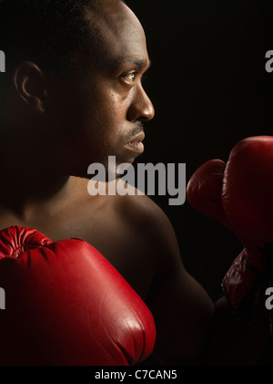 Portrait de boxer avec des gants de boxe Banque D'Images