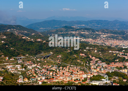 Vue sur le Golfe de La Spezia Pegazzano village. Ligurie, Italie, Europe, Banque D'Images