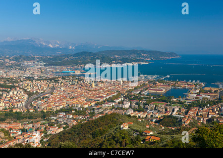 Vue sur le Golfe de La Spezia Pegazzano village. Ligurie, Italie, Europe, Banque D'Images