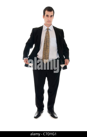 L'homme d'affaires isolés montrant poches vides Banque D'Images
