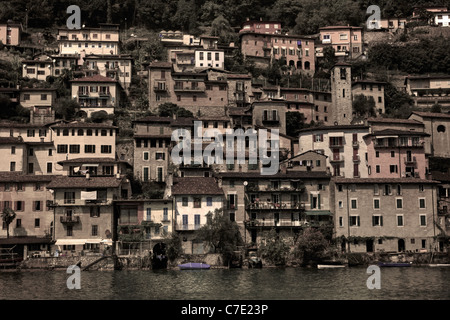 Gandria est situé sur les rives du Lago di Lugano, Suisse Banque D'Images