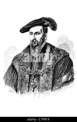 Portrait Edward Seymour 1er duc de Somerset Earl Hertford Vicomte Beauchamp Hache Maréchal Lord Protecteur d'Angleterre Henry VIII Banque D'Images