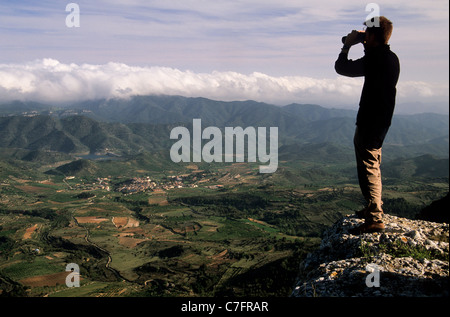 Voir à partir de la Serra de Montsant du Priorat, Tarragona, Espagne Banque D'Images