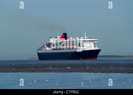 Le Queen Mary 2 visites Liverpool. Banque D'Images