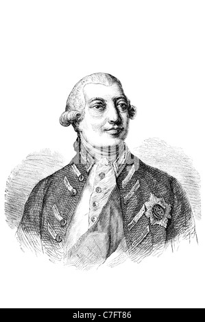 George III William Frederick King Grande-bretagne Duc prince électeur Hanovre monarque britannique, guerre d'Indépendance américaine mentale. Banque D'Images