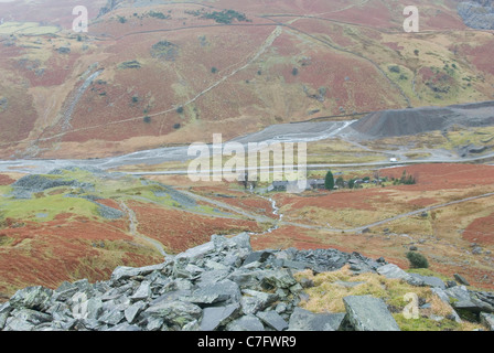 Vue sur la vallée de the Coniston Coppermines Région de Fells, Cumbria (Royaume-Uni) Banque D'Images