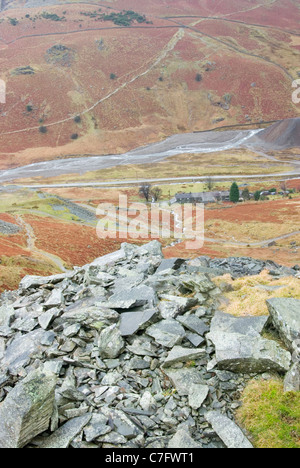 Vue sur la vallée de the Coniston Coppermines Région de Fells, Cumbria (Royaume-Uni) Banque D'Images