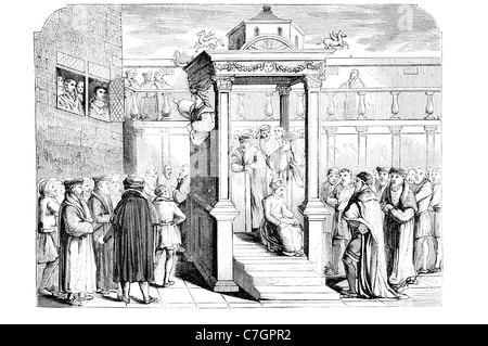 Hugh Latimer prêcher avant d'Édouard VI Autres Clare College Cambridge Évêque Worcester au bûcher trois martyrs d'Oxford Banque D'Images