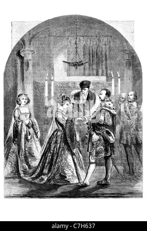 Le mariage d' Anne Boleyn Henry VIII Reine consort couronné époux épouse mariage cérémonie secrète 25 Janvier 1533 Banque D'Images