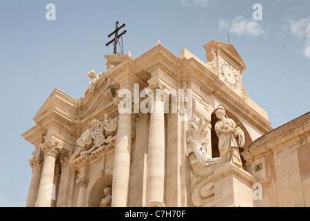 La Cathédrale de Syracuse, Piazza Duomo, Ortigia, Syracuse, Sicile, Italie Banque D'Images