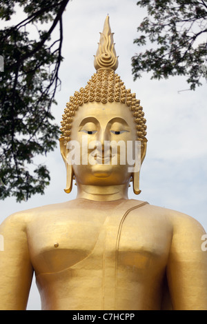 Grande statue de Bouddha Doré géant au wat muang temple, le plus élevé en Thaïlande La Thaïlande, angthong, Banque D'Images