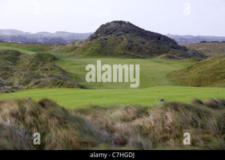 Dunes de fairway et tee de golf links irlandais à l'Irlande du Nord castlerock Banque D'Images