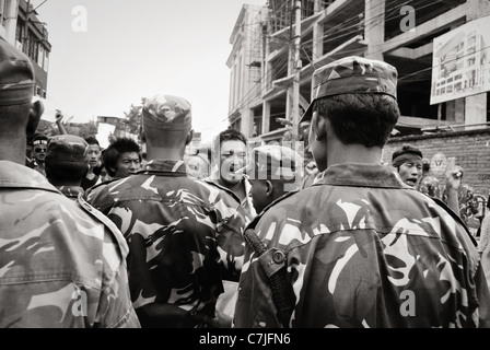 Démonstrations Pro-Tibet,Népal, avant l'ouverture des Jeux Olympiques de Pékin en août 2008, des milliers de réfugiés tibétains Banque D'Images