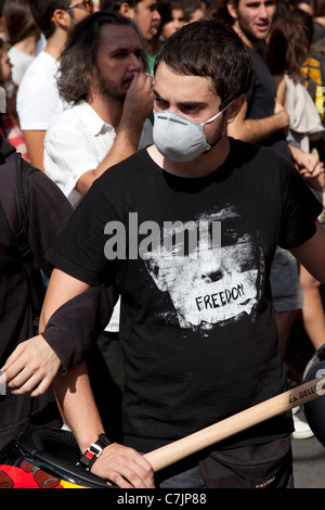 Les étudiants en mars Manifestation contre les mesures d'austérité et de réformes de l'enseignement planifié à Athènes, Grèce. Banque D'Images