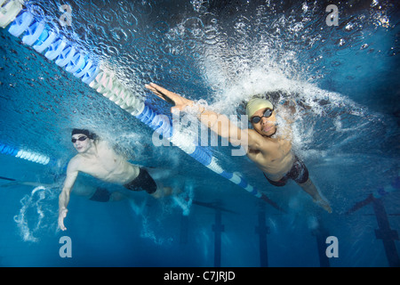 Swimmers racing in pool Banque D'Images