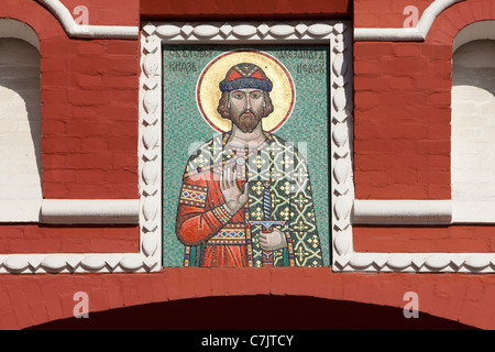 Icône de Grand Prince Alexander Nevsky sur la Résurrection Gate à Moscou, Russie Banque D'Images