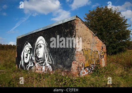Oeuvre peinture de l'ecstasy de Sainte Teresa 17ème siècle Bernini Sainte Teresa d'Avila, graffitied Wall art Portraits religieux à Preston, Royaume-Uni Banque D'Images