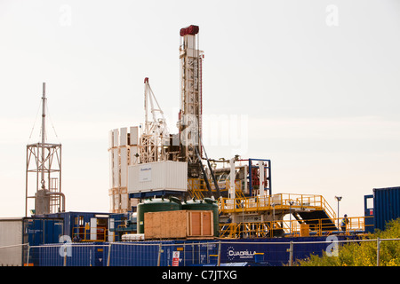 Un site de forage pour le gaz de schiste près de banques sur la périphérie de Southport, Lancashire, Royaume-Uni. Banque D'Images