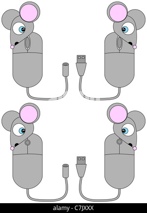 Surpris Cartoon Souris Set 1 Banque D'Images