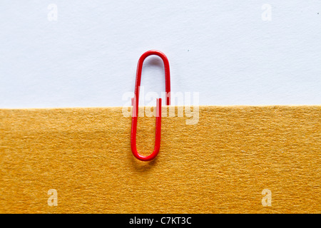 Collier rouge sur fond blanc et de papier brun. Banque D'Images