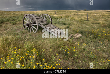 Ancien panier de roue des Prairies Saskatchewan Canada Banque D'Images