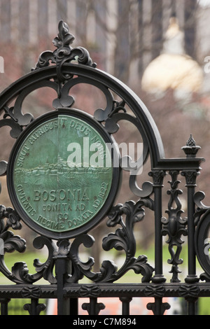 Joint à l'entrée de la ville porte du Jardin Public de Boston, Boston, Massachusetts, USA Banque D'Images