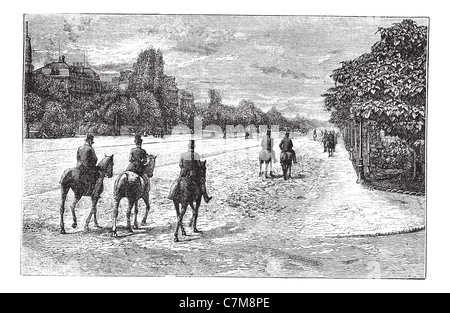 L'Avenue Foch à Paris, en France, au cours des années 1890, vintage la gravure. Vieille illustration gravée de l'Avenue Foch. Banque D'Images