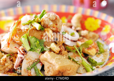 Fruits de mer frits noodles Banque D'Images