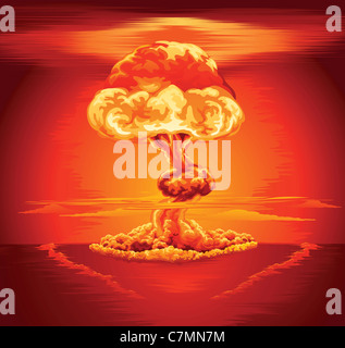 Illustration d'un champignon atomique à la suite d'une explosion nucléaire Banque D'Images