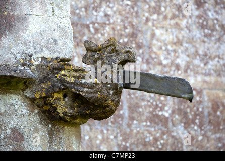 Gargouille sur le toit de l'église St Andrews Castle Combe Banque D'Images