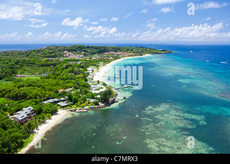 Vue aérienne de l'île de Roatan's West Bay Beach Banque D'Images