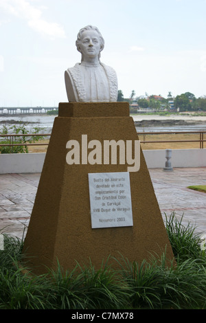 Buste de Christophe Colomb dans le Vieux Panama. Banque D'Images