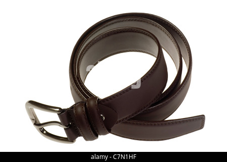 Ceinture en cuir isolé sur fond blanc Banque D'Images