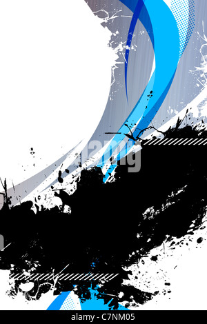 Une illustration avec funky éclaboussés de peinture pulvérisée et formes funky avec beaucoup d'espace de copie. Banque D'Images